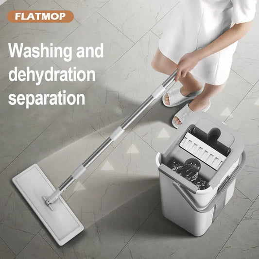 Mops Magic Floor Mop Squeeze Mop With Bucket Flat Bucket Rotating Mop For Wash Floor Cleaning House Home Cleaner Easy Mops